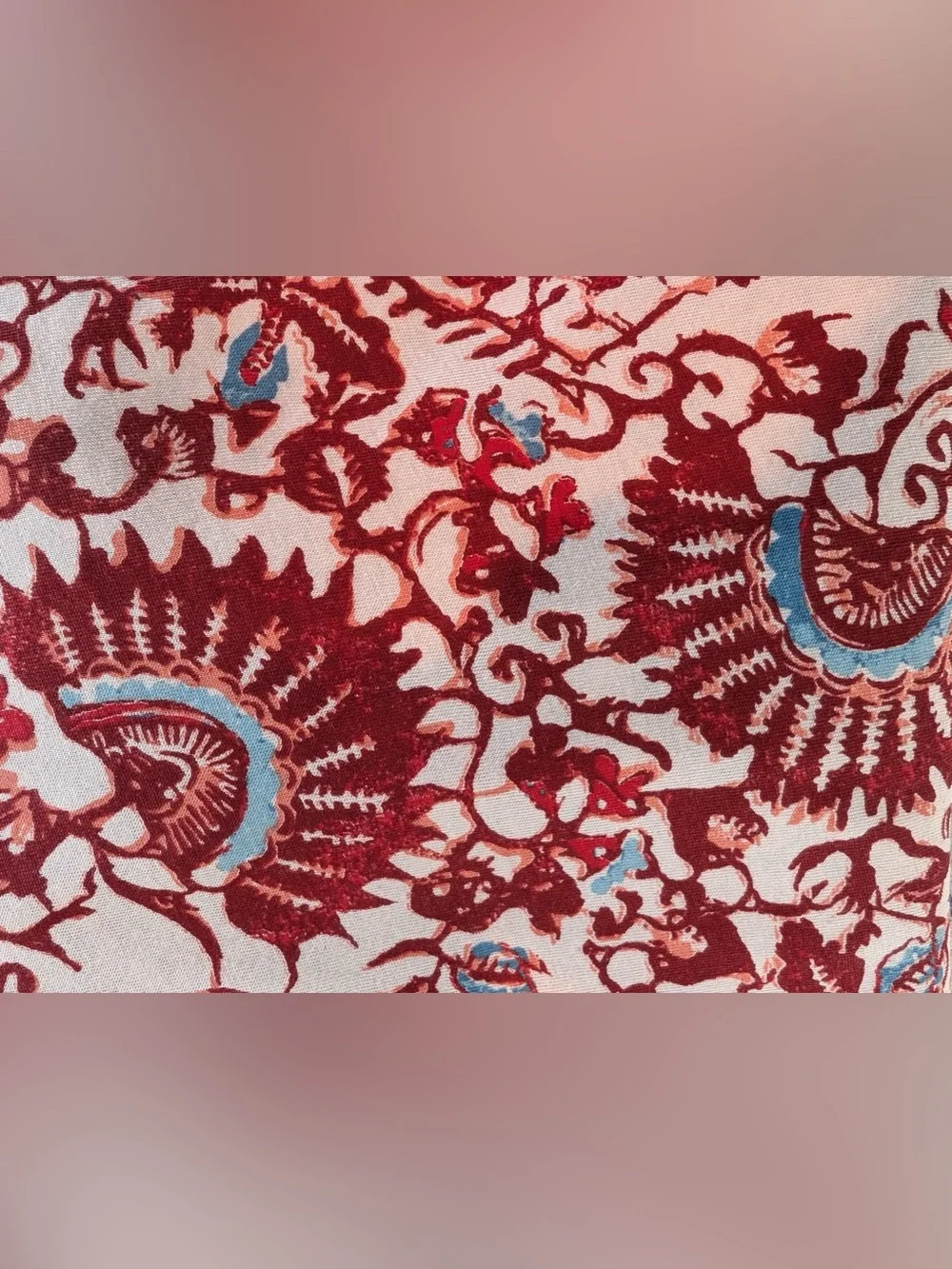 Tory Burch Long Sleeve Floral Print Crew Neck Pima Cotton Top Red Multi Size XS
